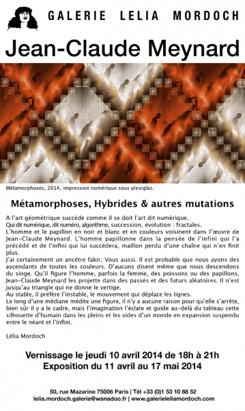 PEINTURE - Vernissage de JEAN-CLAUDE MEYNARD le jeudi 10 avril 2014 à partir de 18h00.