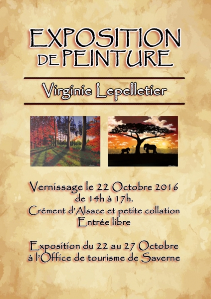 PEINTURE - Vernissage de Virginie Lepelletier le samedi 22 octobre 2016 à partir de 14h00.
