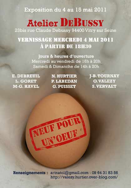 SCULPTURE - PHOTOGRAPHIE - PEINTURE - GRAVURE - DESSIN - Vernissage de Valézy HURTIER- le mercredi 04 mai 2011 à partir de 18h30.